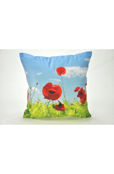 Povlak na polštář fototisk - vzor 3821 vlční mák