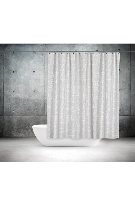 Koupelnový závěs 180x200 cm 100% Polyester - vzor 3182 BÍ - světlý závěs imitující popraskaný led