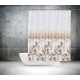 Koupelnový závěs 180x200 cm 100% Polyester - vzor 4131 - hnědo-béžový květinový vzor