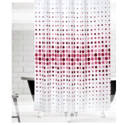 Koupelnový závěs 180x200 cm 100% Polyester - vzor 4961 ČV - červeno-fialové puntíky