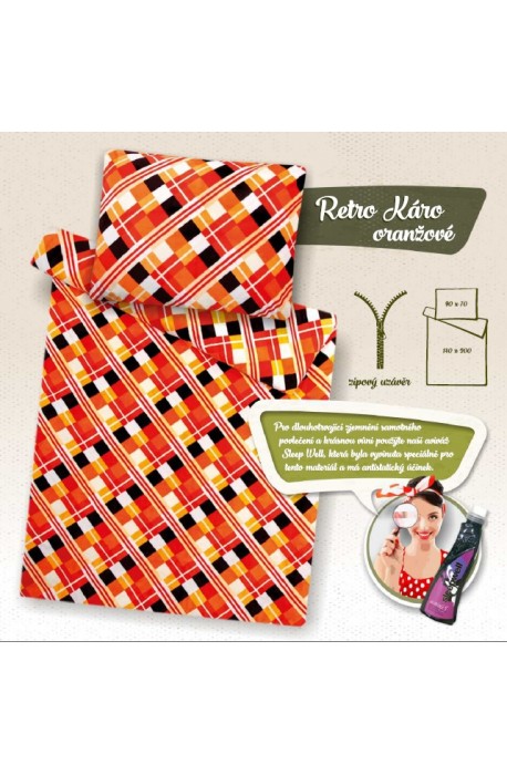 Ložní povlečení mikroflanel - Oranžové retro