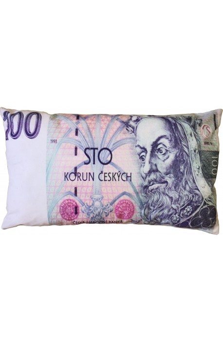 Polštářek "bankovka" - vzor 100 Kč