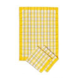Kuchyňská utěrka 3 kusová - žluté tradiční káro