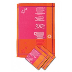 Kuchyňská utěrka 3 kusová - oranžový šálek