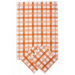 Kuchyňská utěrka 3 kusová - oranžové moderní káro
