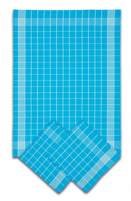 Kuchyňská utěrka 3 kusová - tykysovo - bílý negativ